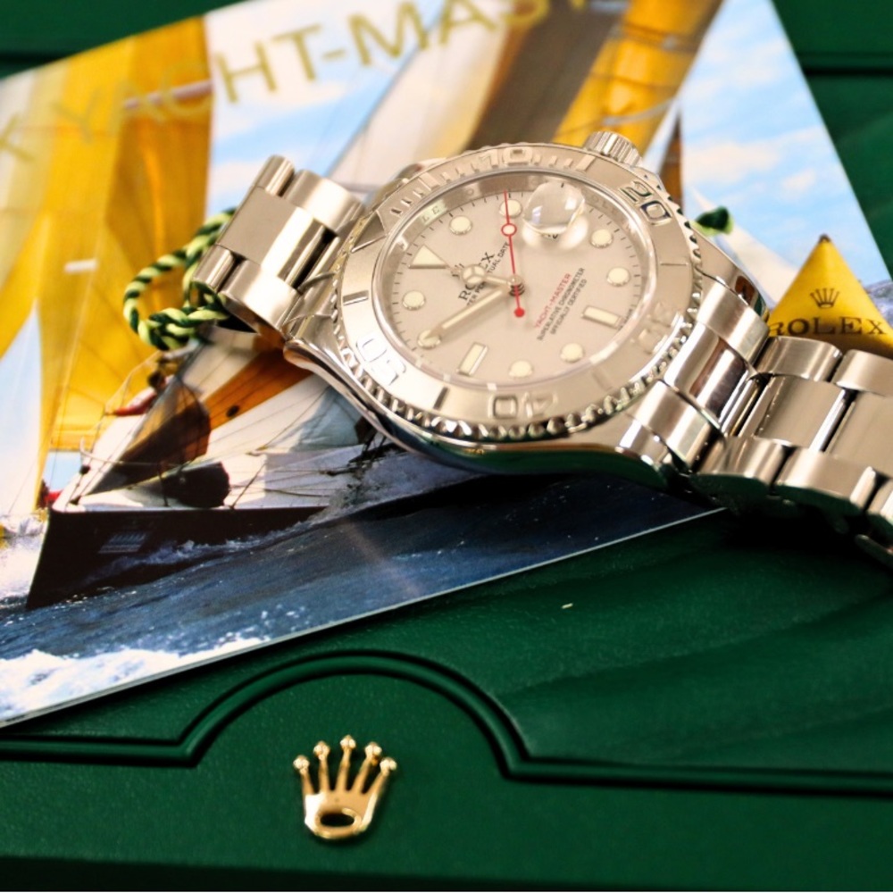 Rolex Yacht Master 40mm Platinum Dial, Platinum Bezel insert. Full Kit